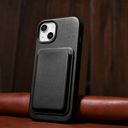 iCarer Case Leather genuine leather case for iPhone 14 Plus schwarz () (MagSafe compatible)