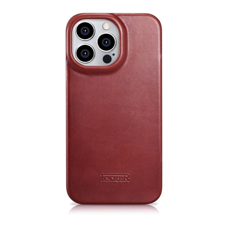 iCarer CE Oil Wax Premium Leather Folio Case Leather Case for iPhone 14 Pro Flip Magnetic MagSafe Red (AKI14220706-RD)