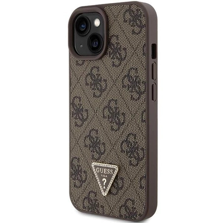 Guess Leather 4G Triangle Strass case for iPhone 15 - brown