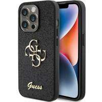 Guess Glitter Script Big 4G Hülle für iPhone 15 Pro – Schwarz