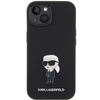 Karl Lagerfeld Silikon Ikonik Metal Pin Hülle für iPhone 15 – Schwarz