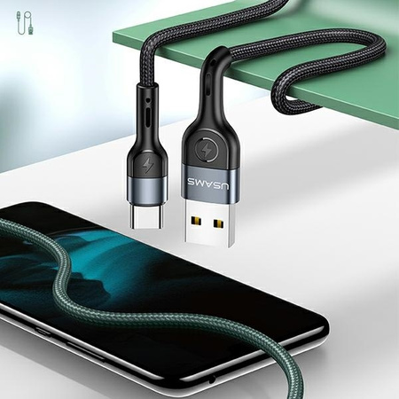 USAMS Kabel pleciony U55 2A USB-C 1szt. for set U55 zielony/green 1m SJ449USBSG02 (US-SJ449)