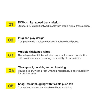 Baseus Speed Seven High Speed RJ45 Netzwerkkabel 10Gbps 0,5m Schwarz (WKJS010001)