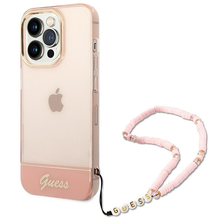 Guess Translucent Pearl Strap - Etui iPhone 14 Pro (różowy)