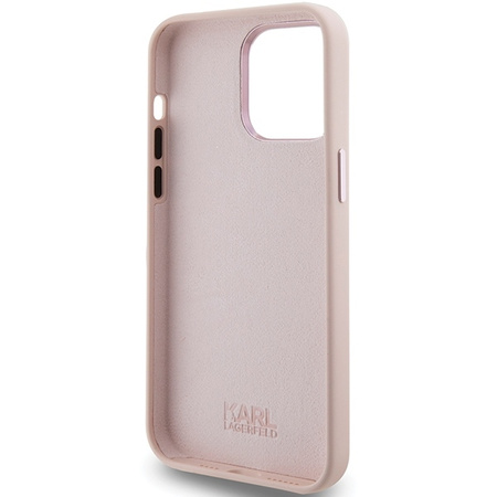 Karl Lagerfeld Silicone Choupette Metal Pin case for iPhone 15 Pro - pink