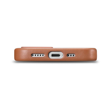 iCarer Case Leather pokrowiec etui z naturalnej skóry do iPhone 14 brązowy (WMI14220705-BN) (kompatybilne z MagSafe)