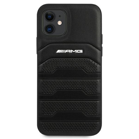 AMG AMHCP12SGSEBK iPhone 12 mini 5,4" czarny/black hardcase Leather Debossed Lines