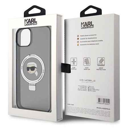 Karl Lagerfeld KLHMP15SHMRSKHK iPhone 15 6.1&quot; black/black hardcase Ring Stand Karl Head MagSafe