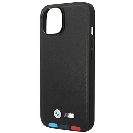 Original Case IPHONE 14 BMW Leather Stamp Tricolor MagSafe (BMHMP14S22PTDK) black