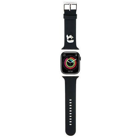 Strap for APPLE WATCH 4 / 5 / 6 / 7 / 8 / SE / ULTRA (42 / 44 / 45 / 49 MM) Karl Lagerfeld Strap 3D Rubber Karl Head (KLAWLSLKNK) black