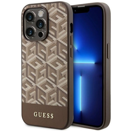 Guess GUHMP14LHGCFSEW iPhone 14 Pro 6,1" braun/braune Hartschale GCube Stripes MagSafe