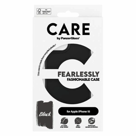 CARE by PanzerGlass Fearlessly Fashionable Case for iPhone 15 - Black