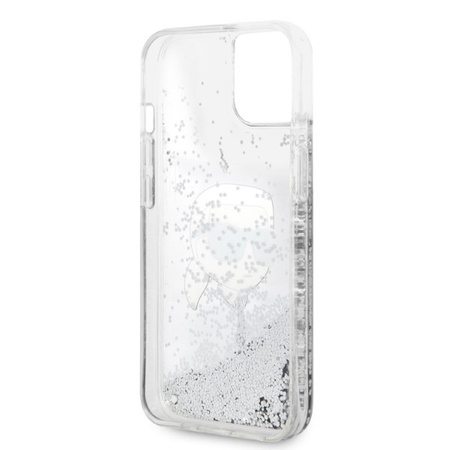 Karl Lagerfeld Liquid Glitter NFT Karl's Head - Etui iPhone 14 Plus (srebrny)