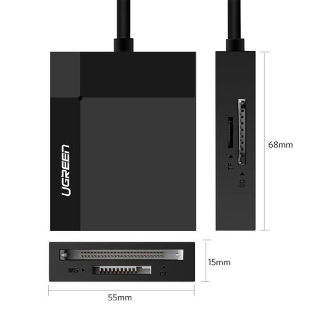 Ugreen czytnik kart pamięci USB 3.0 SD / micro SD / CF / MS czarny (30231)