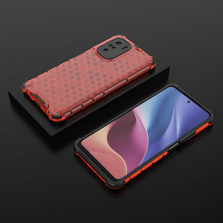 Honeycomb etui pancerny pokrowiec z żelową ramką Xiaomi Redmi K40 Pro+ / K40 Pro / K40 / Poco F3 czerwony