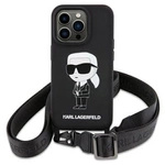 Karl Lagerfeld KLHCP15SSCBSKNK iPhone 15 6.1&quot; hardcase black/black Crossbody Silicone Ikonik