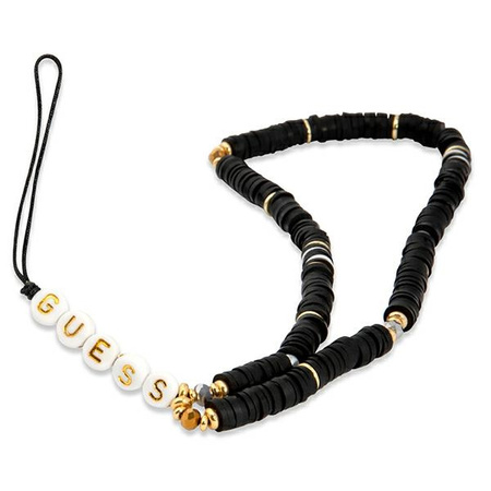 Guess Anhänger GUUSTPEARK Phone Strap schwarz / schwarze Heishi-Perlen