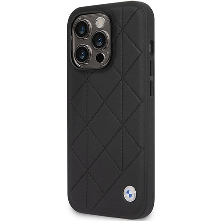 Oryginalne Etui IPHONE 14 PRO BMW Leather Quilted (BMHCP14L22RQDK) czarne