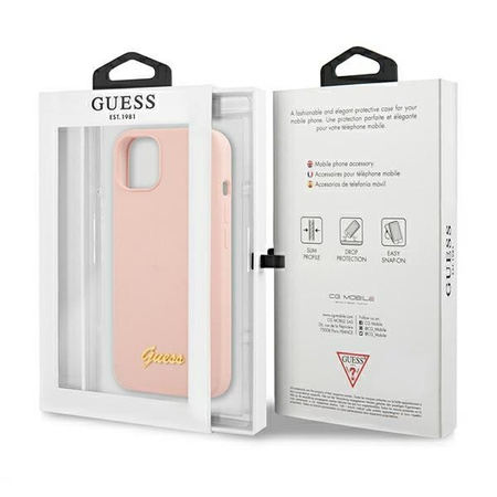 Guess GUHMP13MLSLMGLP iPhone 13 6.1 &quot;light pink / light pink hardcase Silicone Script Gold Logo Magsafe