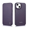 iCarer CE Premium Leather Folio Case iPhone 14 Magnetic Flip Leather Folio Case MagSafe Dark Purple (WMI14220713-DP)