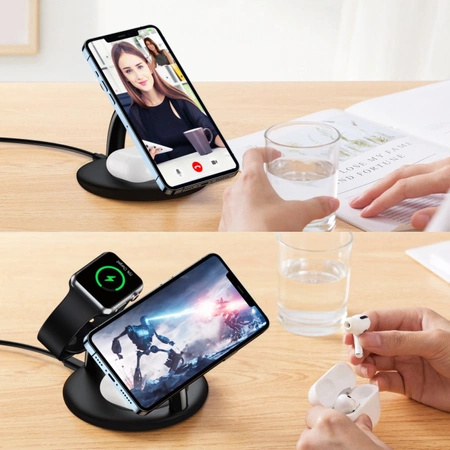 Choetech indukcyjna stacja ładująca 3w1 iPhone 12/13/14, AirPods Pro, Apple Watch czarny (T587-F)