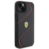 Ferrari Twist Metal Logo-Hülle für iPhone 15 Plus – Schwarz