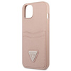 Case IPHONE 13 MINI Guess Hardcase Saffianotriangle Logo Cardslot (GUHCP13SPSATPP) pink