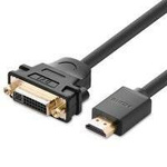 Ugreen kabel przewód adapter przejściówka DVI 24+5 pin (żeński) - HDMI (męski) 22 cm czarny (20136)