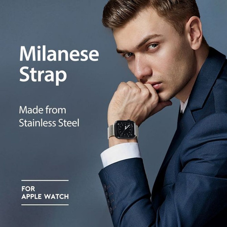 DUX DUCIS Milanese - pasek magnetyczny ze stali nierdzewnej do Apple Watch 38/40/41mm platynowy