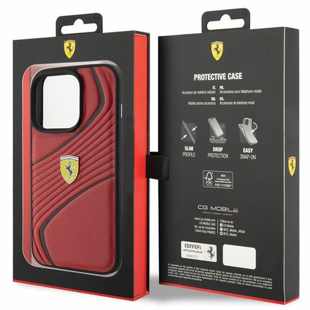 Ferrari Twist Metal Logo case for iPhone 15 Pro - red