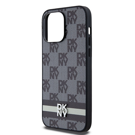 DKNY DKHCP14XPCPTSSK iPhone 14 Pro Max 6.7" czarny/black hardcase Leather Checkered Mono Pattern & Printed Stripes