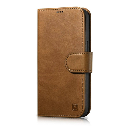 iCarer Oil Wax Wallet Case 2in1 iPhone 14 Pro Flip Leather Cover Anti-RFID Brown (WMI14220722-TN)