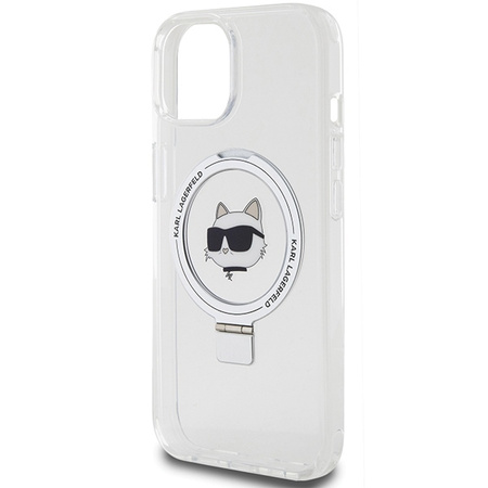 Karl Lagerfeld KLHMP15MHMRSCHH iPhone 15 Plus 6,7&quot; weiß/weißes Hardcase Ring Stand Choupette Head MagSafe