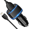 Borofone Ładowarka samochodowa BZ14 Max - 2xUSB - 2,4A z kablem USB na Lightning czarna