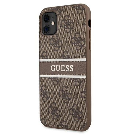 Guess GUHCN614GDBR iPhone 11 6,1" brązowy/brown hardcase 4G Stripe