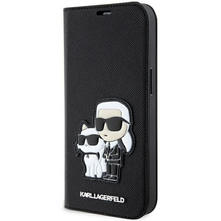 Karl Lagerfeld KLBKP14LSANKCPK iPhone 14 Pro 6.1" bookcase czarny/black Saffiano Karl & Choupette