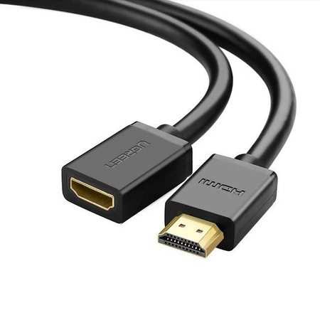 Ugreen kabel przewód adapter przejściówka przedłużacz HDMI (żeński) - HDMI (męski) 4K 10,2 Gbps 340 Mhz audio ethernet 1 m czarny (HD107 10141)