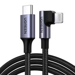 Kabel Lightning do USB-C kątowy UGREEN US305, PD, 3A, 1m (czarny)