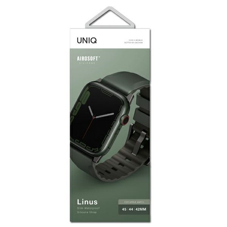 UNIQ pasek Linus Apple Watch Series 4/5/6/7/8/SE/SE2/Ultra 42/44/45mm. Airosoft Silicone zielony/moss green