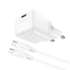 Acefast A73 Mini PD 20W GaN-Wandladegerät + USB-C-Kabel – Weiß