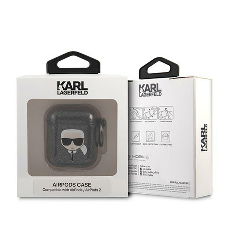 Karl Lagerfeld KLA2UKHGK AirPods cover czarny/black Glitter Karl`s Head