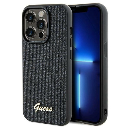 Guess nakładka do iPhone 13 Pro 6,1&quot; GUHCP13LPMSDGSK HC PU DISCO SCRIPT METAL czarna