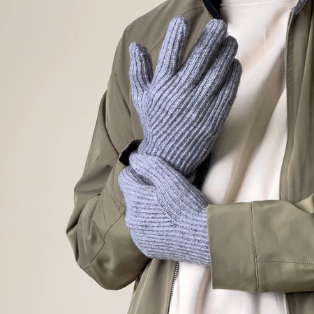 Braided telephone gloves with cut-outs for fingers - gray