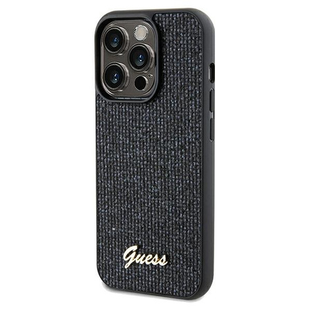 Guess nakładka do iPhone 13 Pro 6,1&quot; GUHCP13LPMSDGSK HC PU DISCO SCRIPT METAL czarna