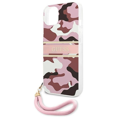 Guess nakładka do iPhone 13 Mini 5,4&quot; GUHCP13SKCABPI różowy hard case Camo Strap Collection