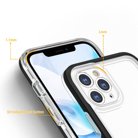 Clear 3in1 case for iPhone 11 Pro Max case gel cover with frame black