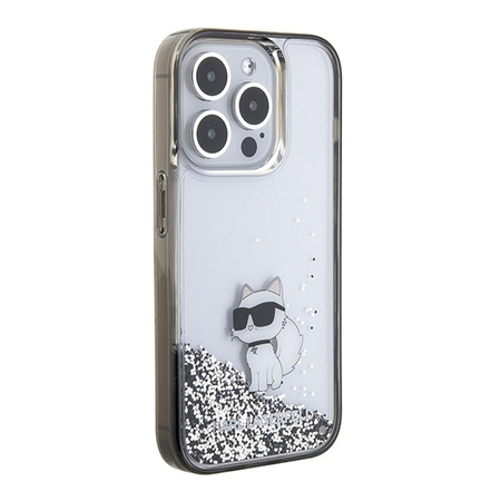 Karl Lagerfeld Liquid Glitter Choupette case for iPhone 15 Pro Max - transparent