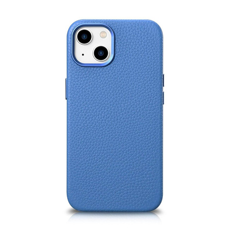 iCarer Litchi Premium Leather Case iPhone 14 Magnetic Leather Case with MagSafe light blue (WMI14220709-LB)