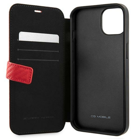 Ferrari FESAXFLBKP13SRE iPhone 13 mini 5,4" czerwony/red book On Track Carbon Stripe