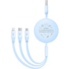 BASEUS zwijany kabel USB do Micro/Lightning/Typ C 3w1 Leo 3.5A 1.1m niebieski CB000063